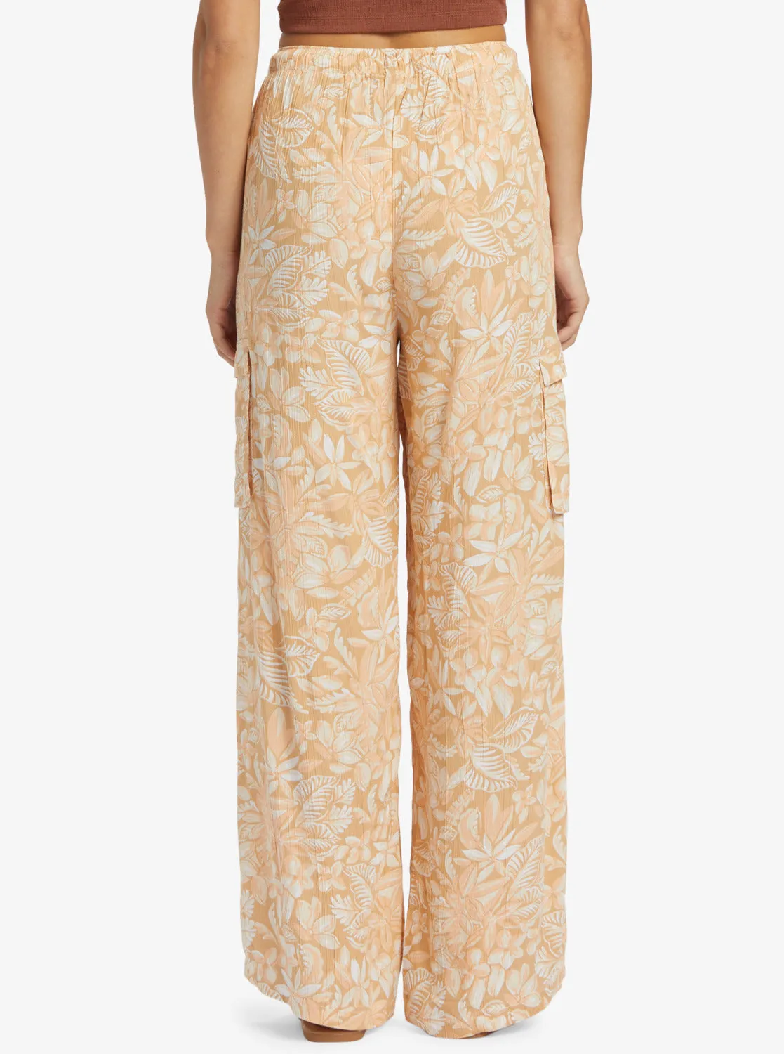 Precious High-Waist Printed Cargo Pants - Egret Soft Tropics