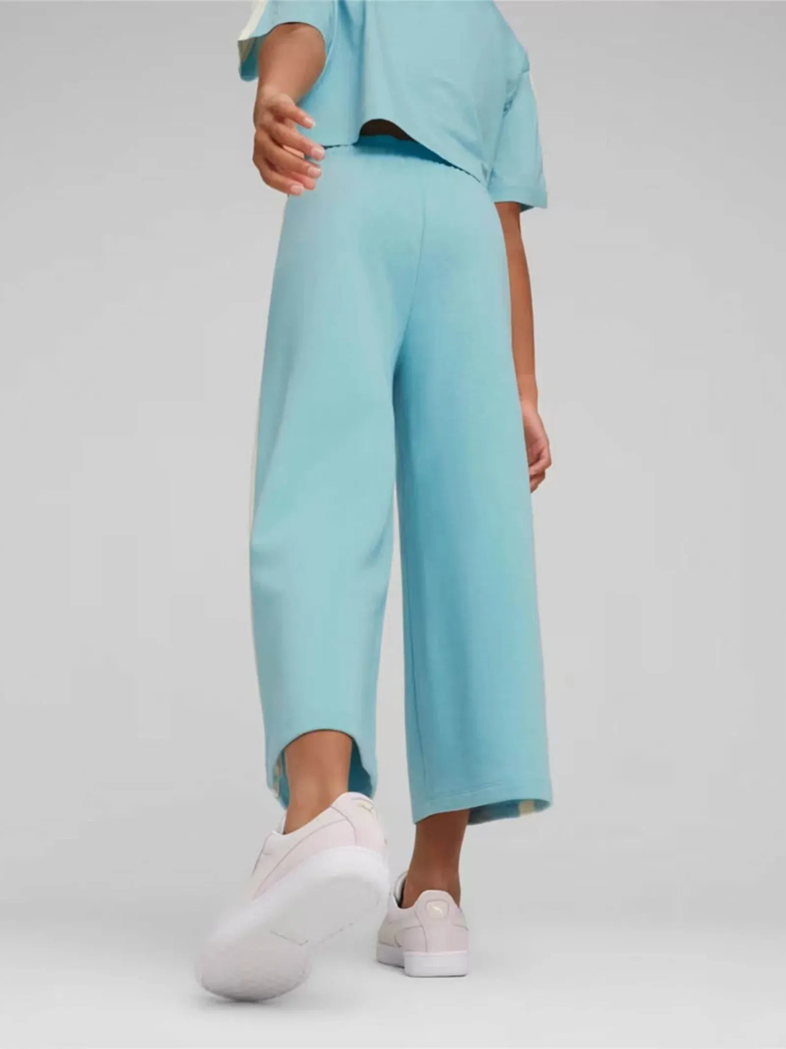 Puma Girls Sweatpants Blue Wide Leg