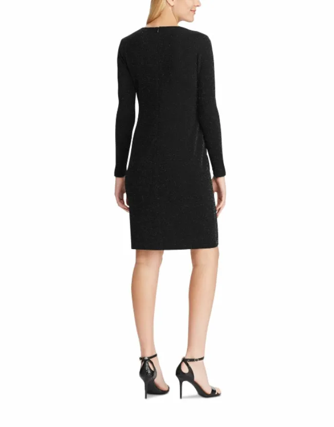 RALPH LAUREN Women's Black Shimmering Sheath Dress