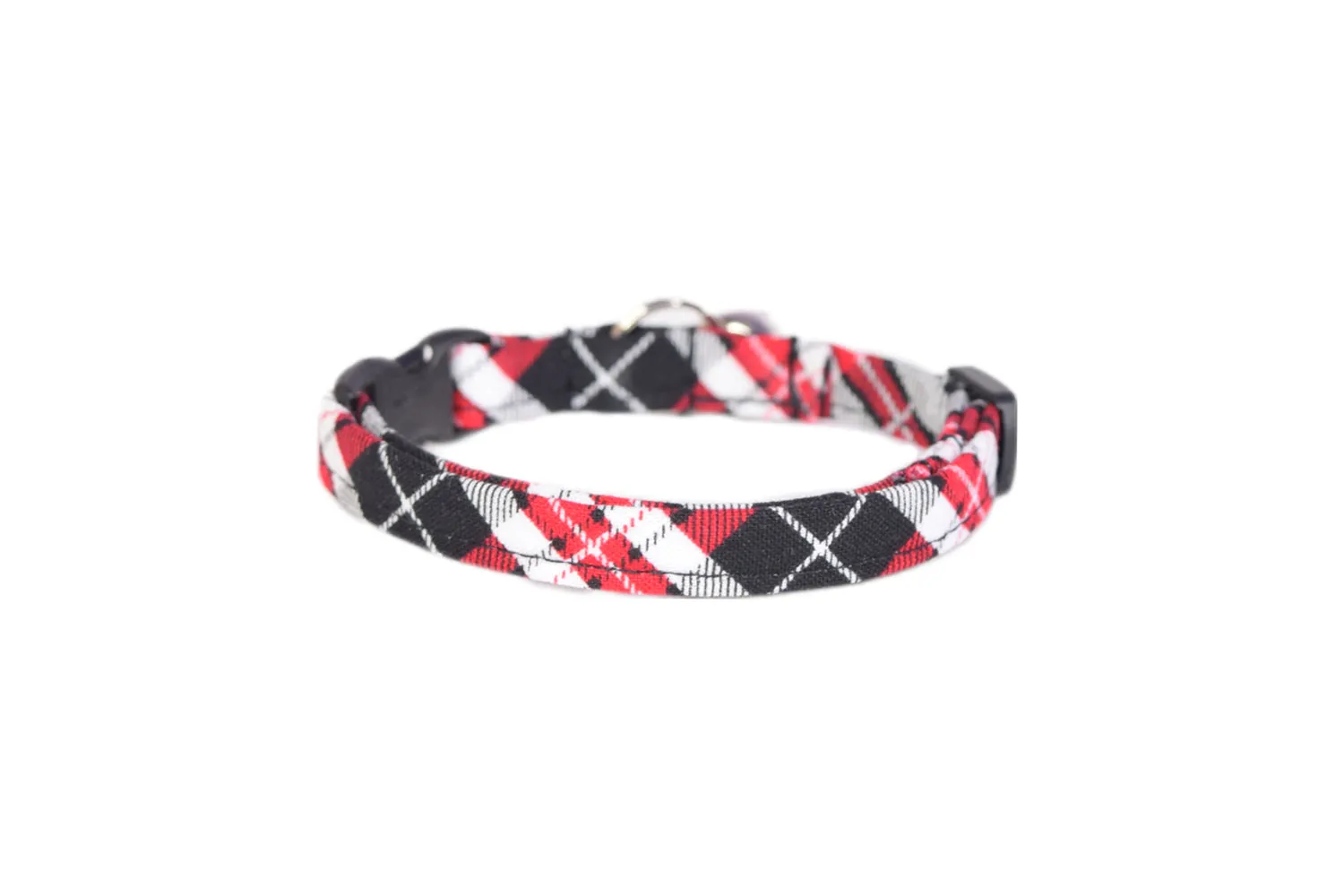 Red, Black & White Tartan Plaid Cat Collar