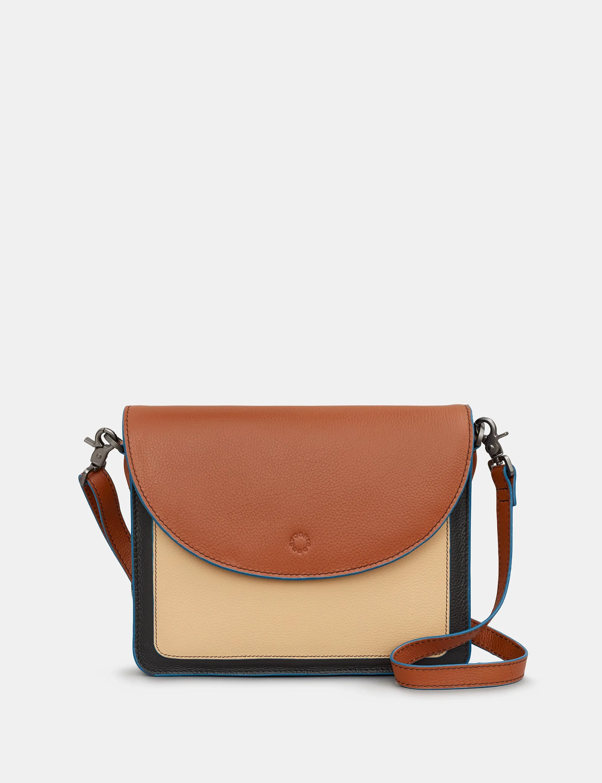 Rustic Colour Block Leather Flap Over Portland Cross Body Bag