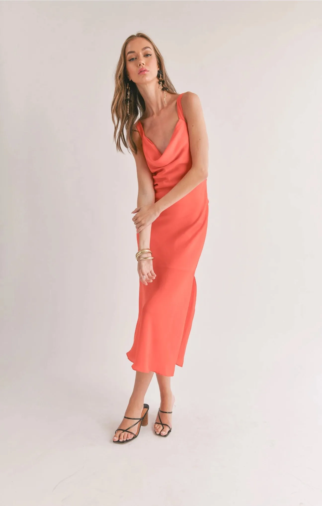 Sage the Label Dream Skies Low Back Cowl Midi Dress