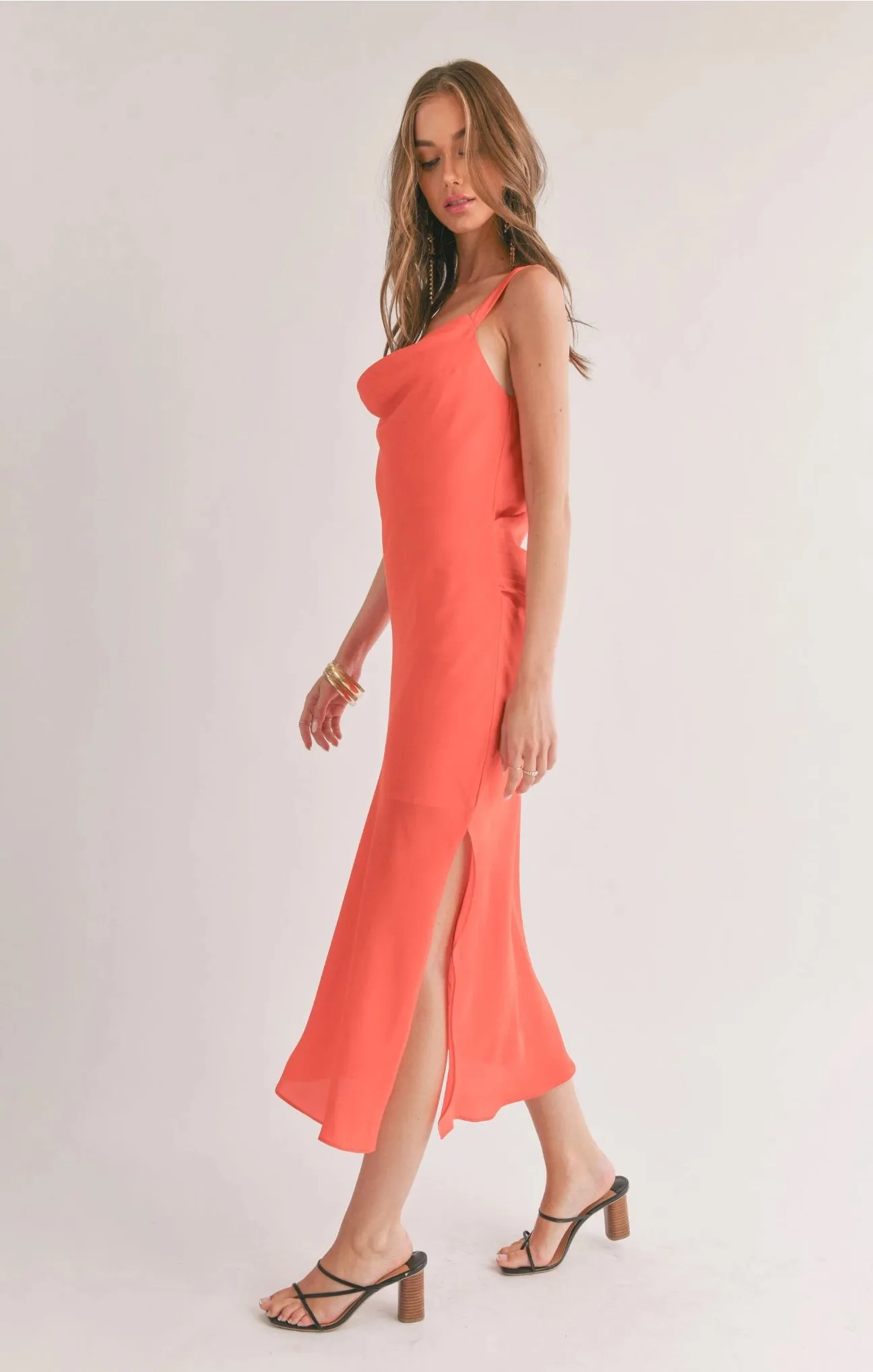 Sage the Label Dream Skies Low Back Cowl Midi Dress