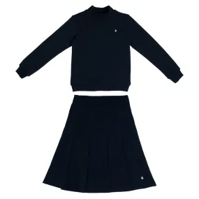 set outfit heather top and pleated skirt - blue