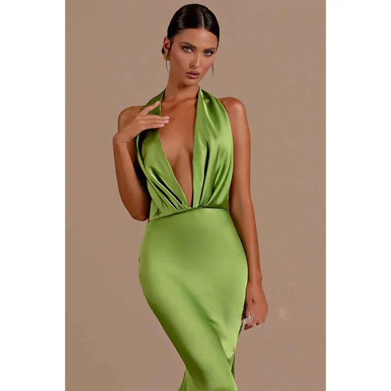 Sexy Deep V Neck Backless Mermaid Long Formal Party Dress