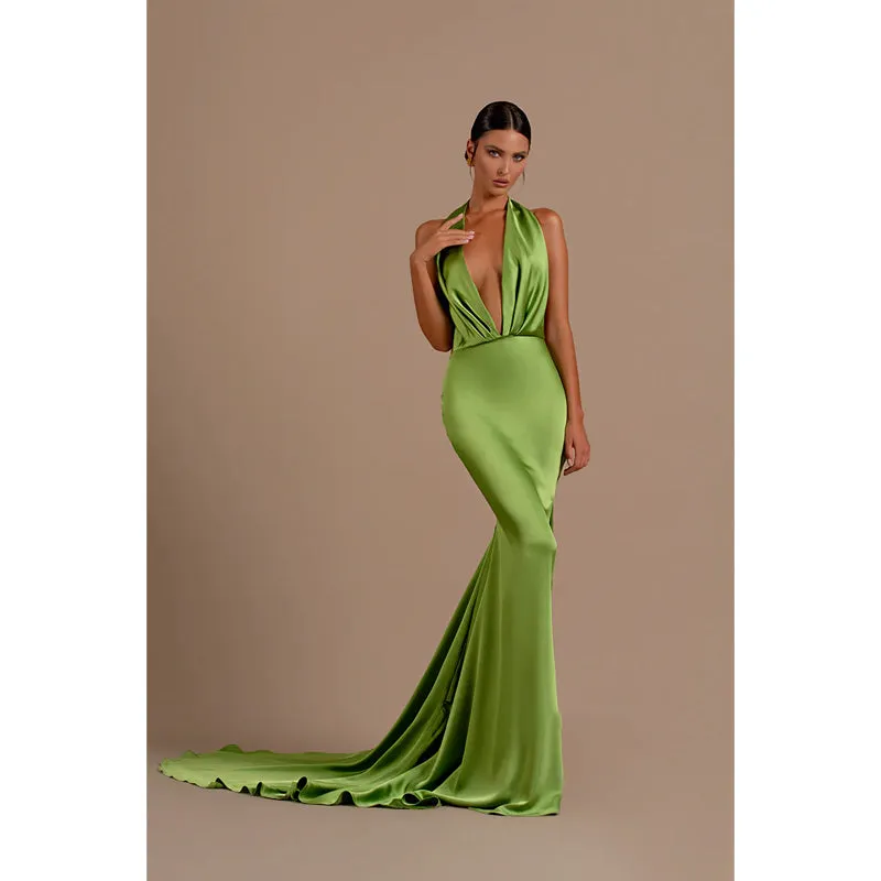 Sexy Deep V Neck Backless Mermaid Long Formal Party Dress