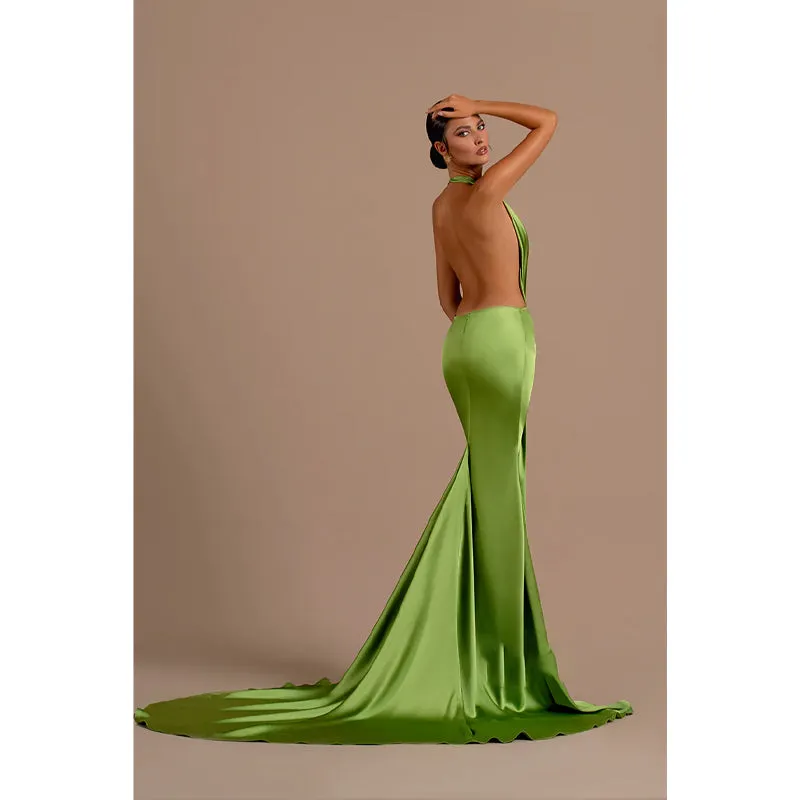 Sexy Deep V Neck Backless Mermaid Long Formal Party Dress