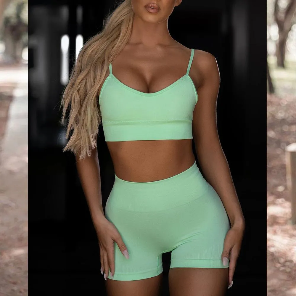 Sexy Tank Top Camis and Shorts Sports Two-piece Set