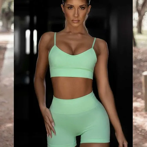 Sexy Tank Top Camis and Shorts Sports Two-piece Set