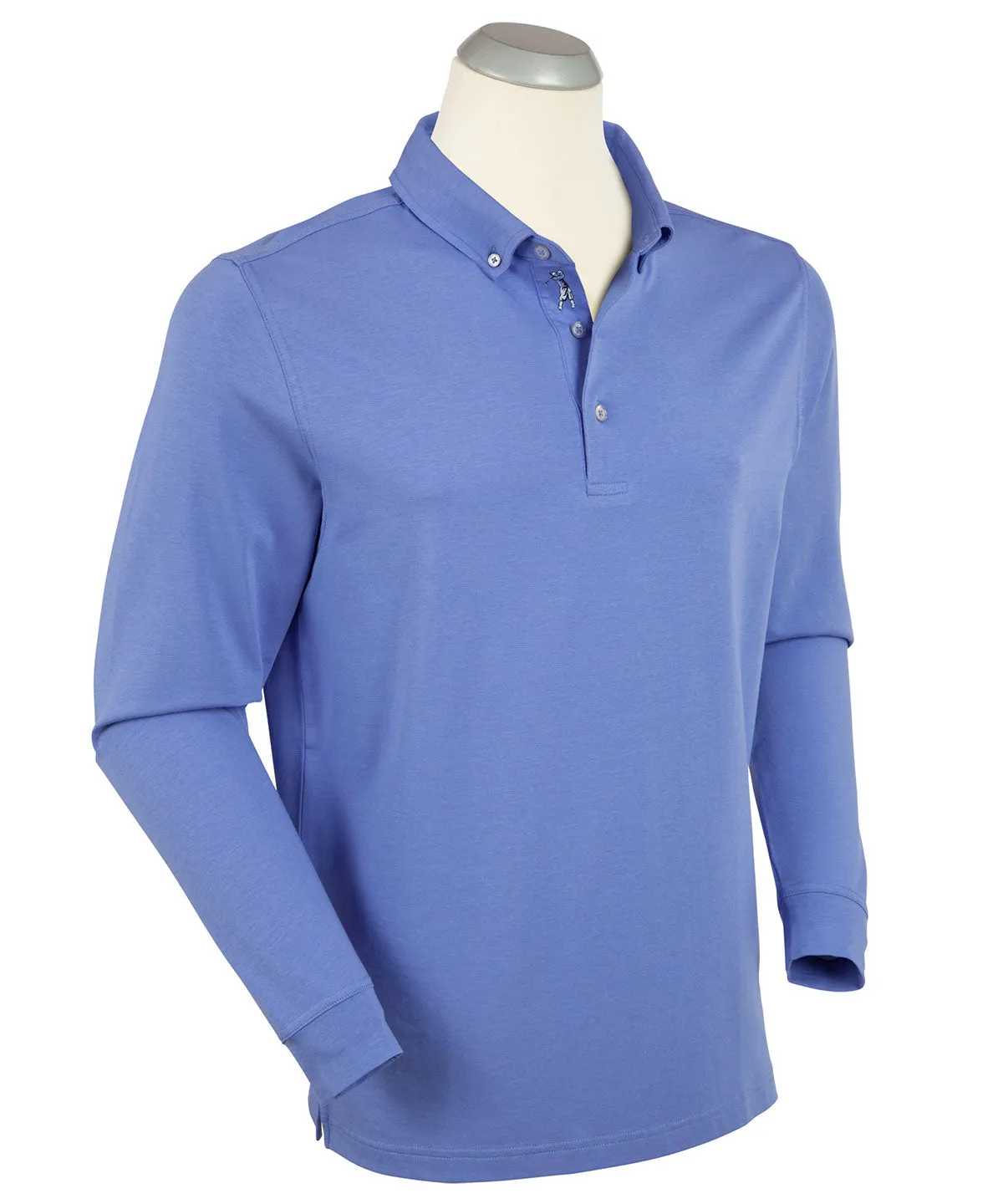 Signature Liquid Cotton Button-Down Collar Long-Sleeve Polo