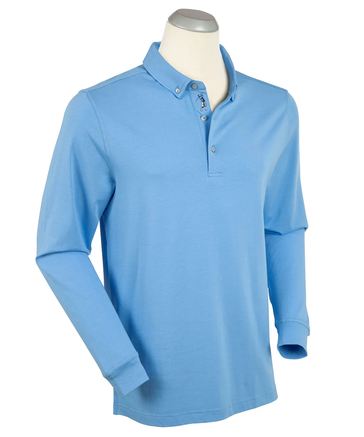 Signature Liquid Cotton Button-Down Collar Long-Sleeve Polo