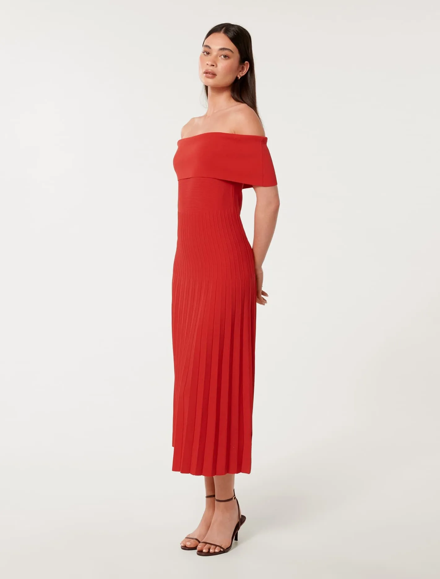 Skye Bardot Knit Midi Dress