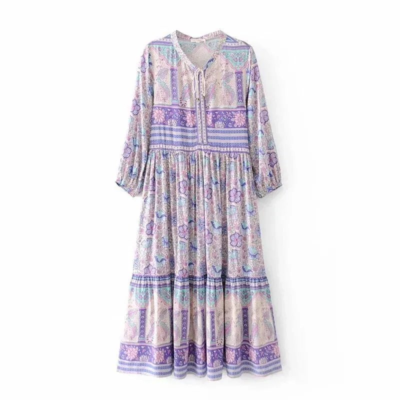 Sleeve Women's Loose Cotton Long Dress