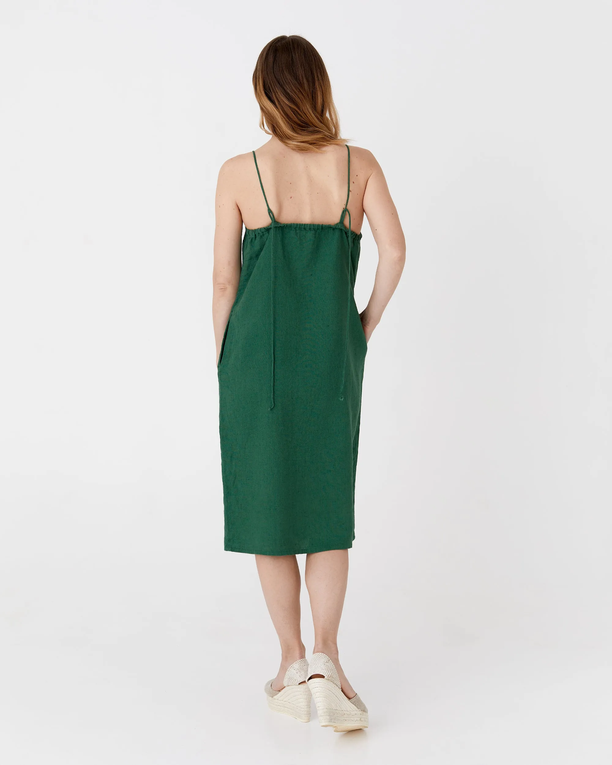 Slip linen dress MARFA in Green