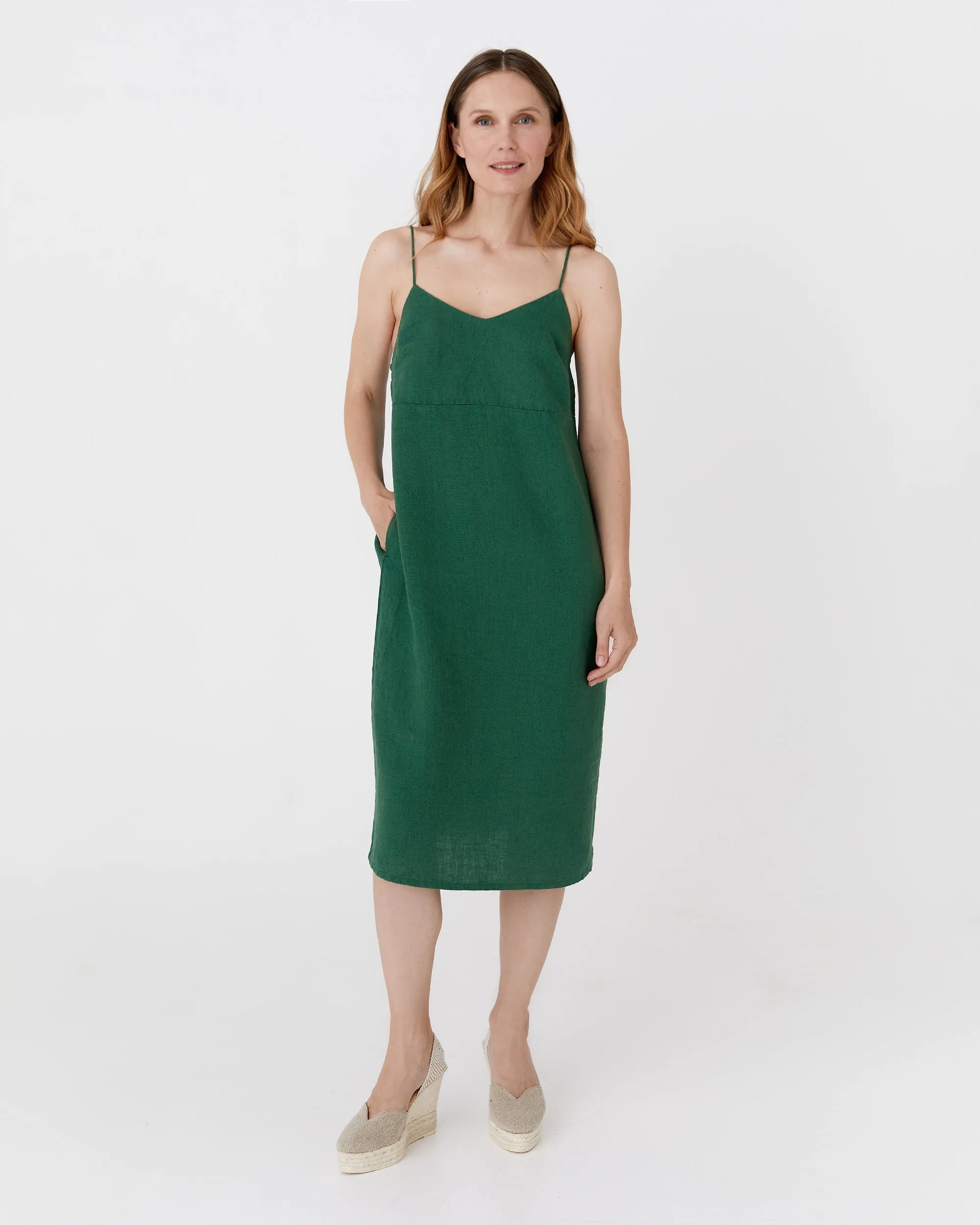 Slip linen dress MARFA in Green