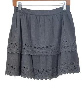 Soft Summer Dove Tiered Eyelet Mini Skirt