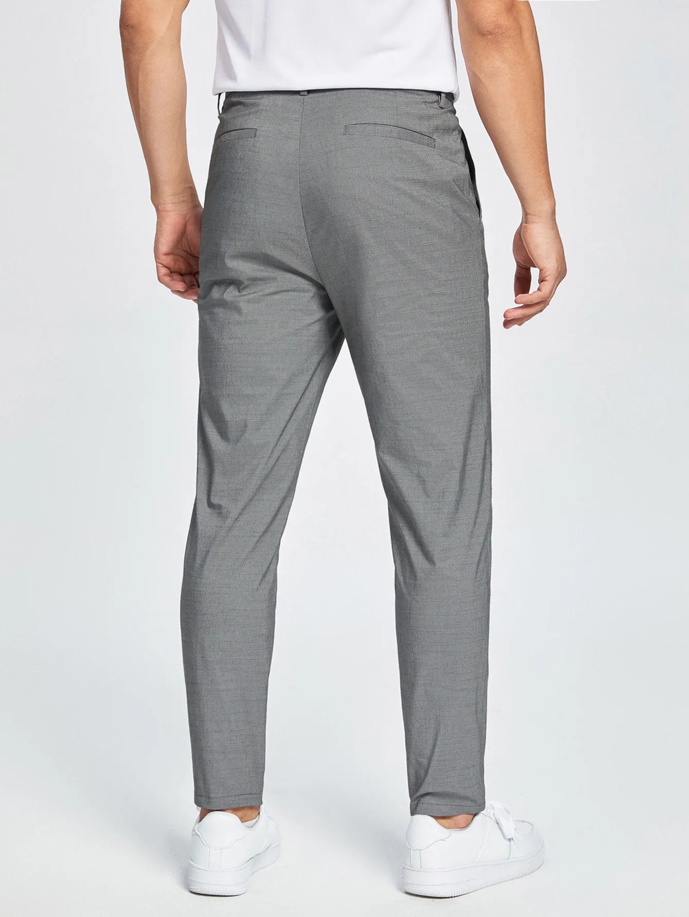 Solid Slant Pockets Zipper Fly Trousers