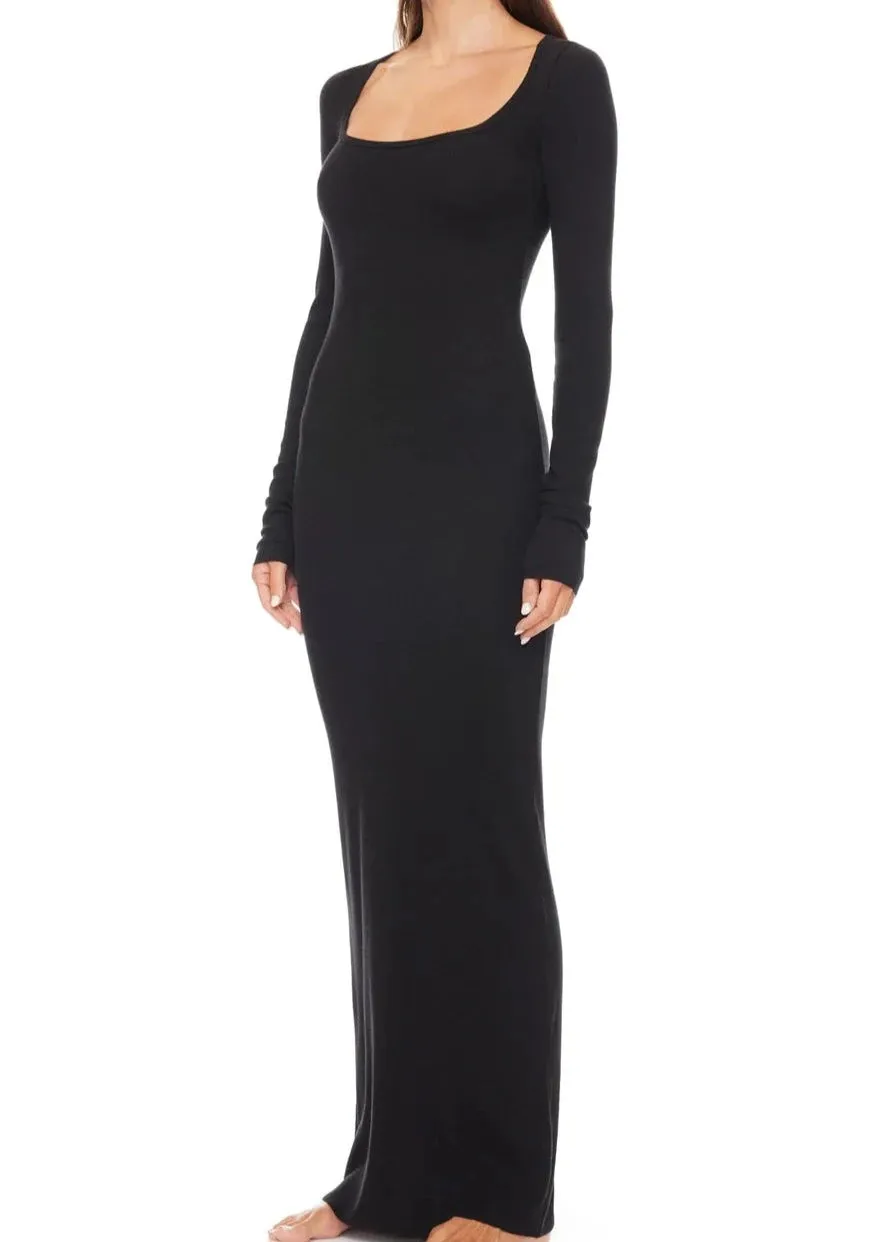 Square Neck Maxi Dress - Black