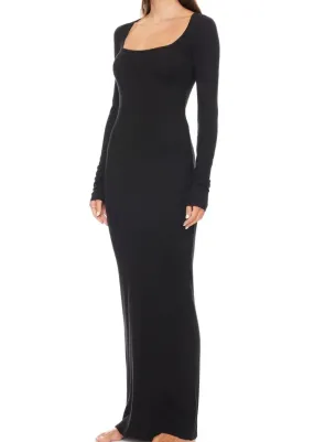 Square Neck Maxi Dress - Black