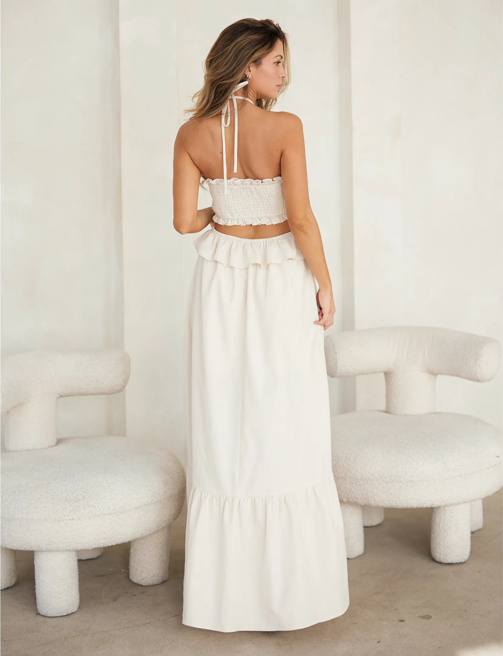 Sweetheart Halter Maxi Dress, Ivory