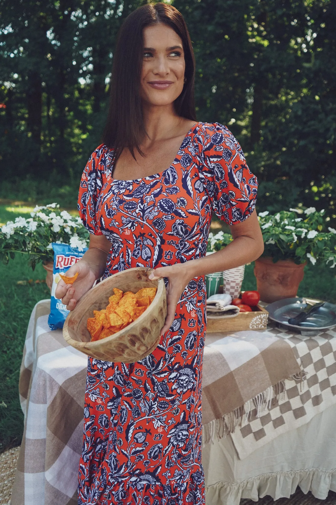 Tailgate Collection Lucy Dress - Auburn Floral Orange