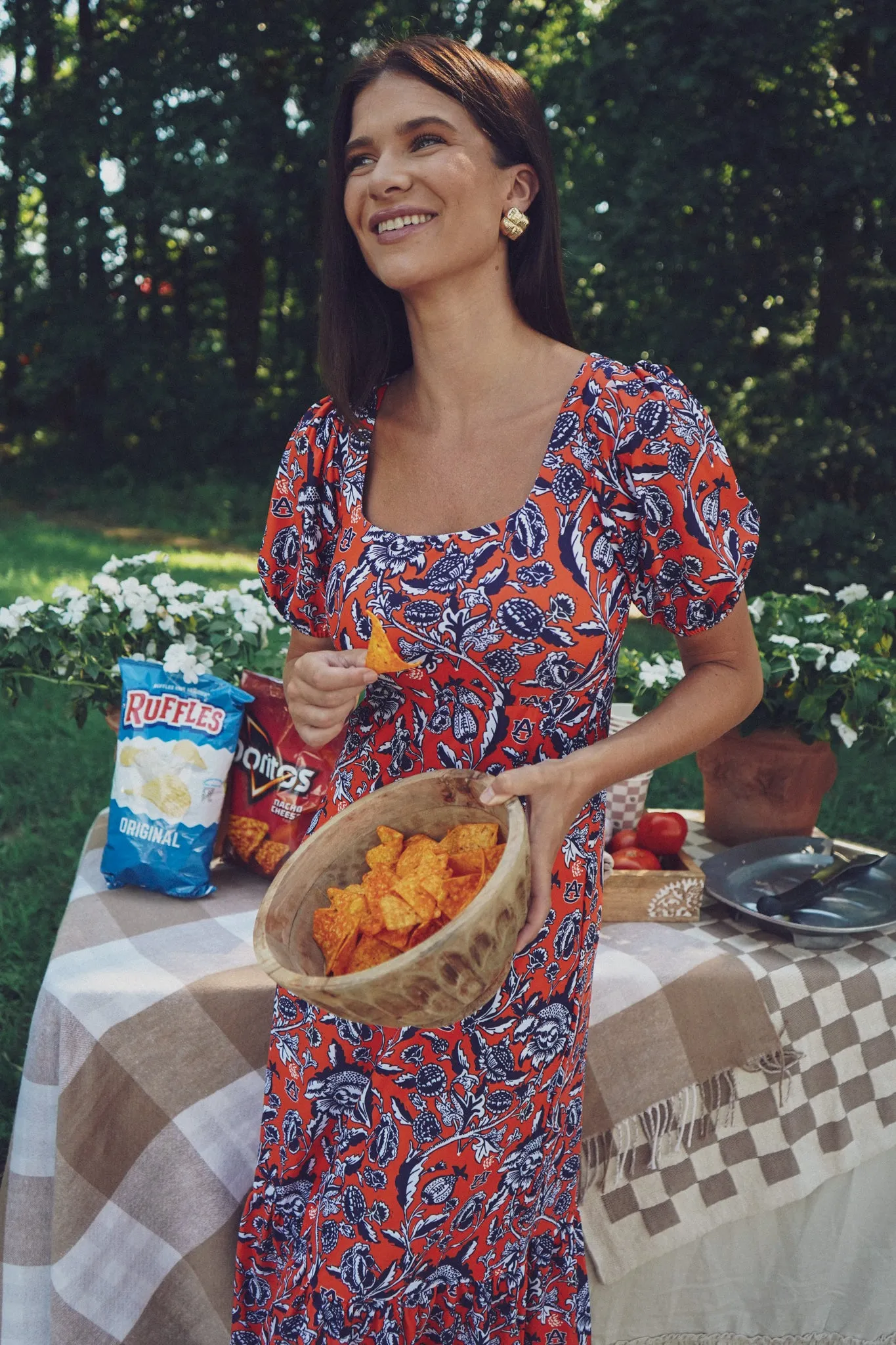 Tailgate Collection Lucy Dress - Auburn Floral Orange