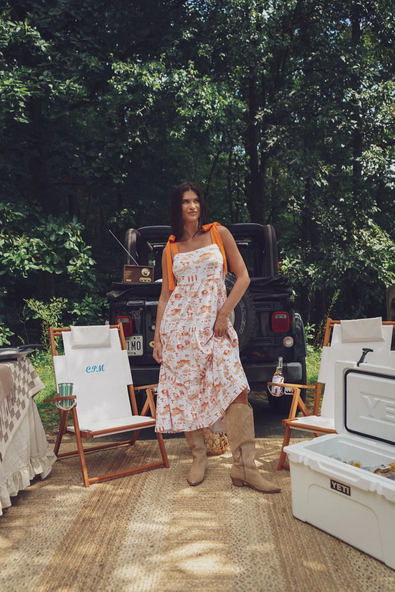 Tailgate Collection Sage Dress - Tennessee Toile