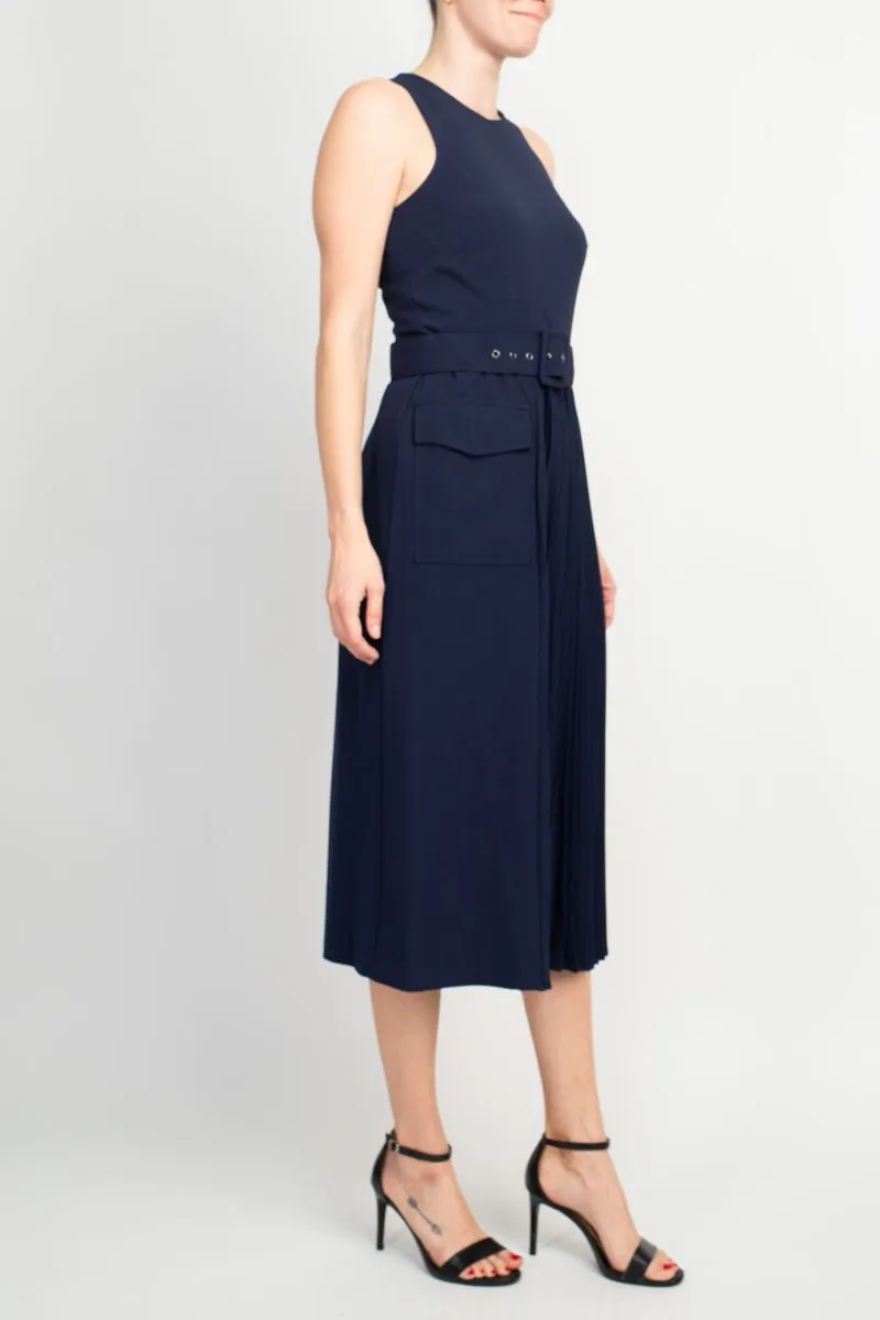 Taylor Scoop Neck Navy Midi Dress