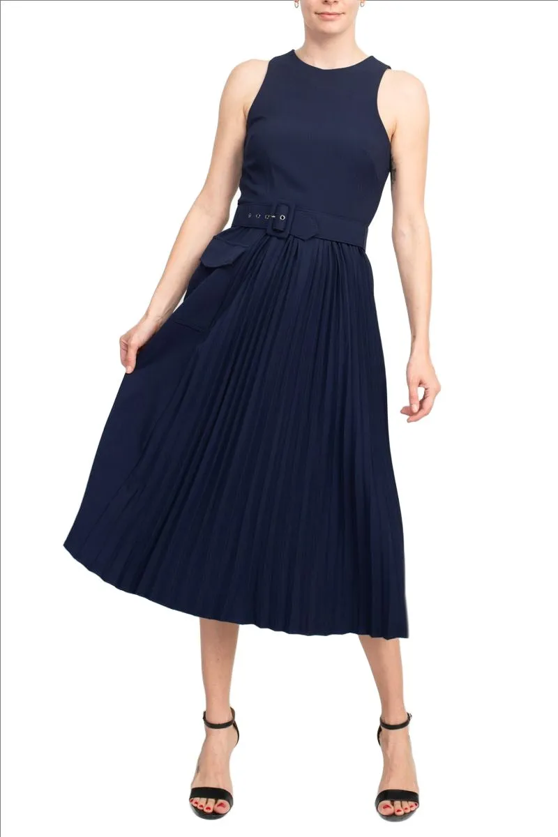 Taylor Scoop Neck Navy Midi Dress