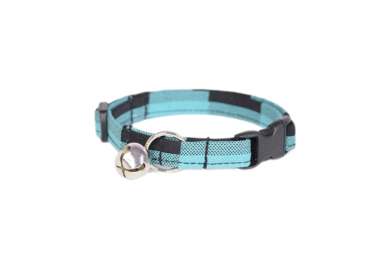 Teal Blue Buffalo Plaid Cat Collar