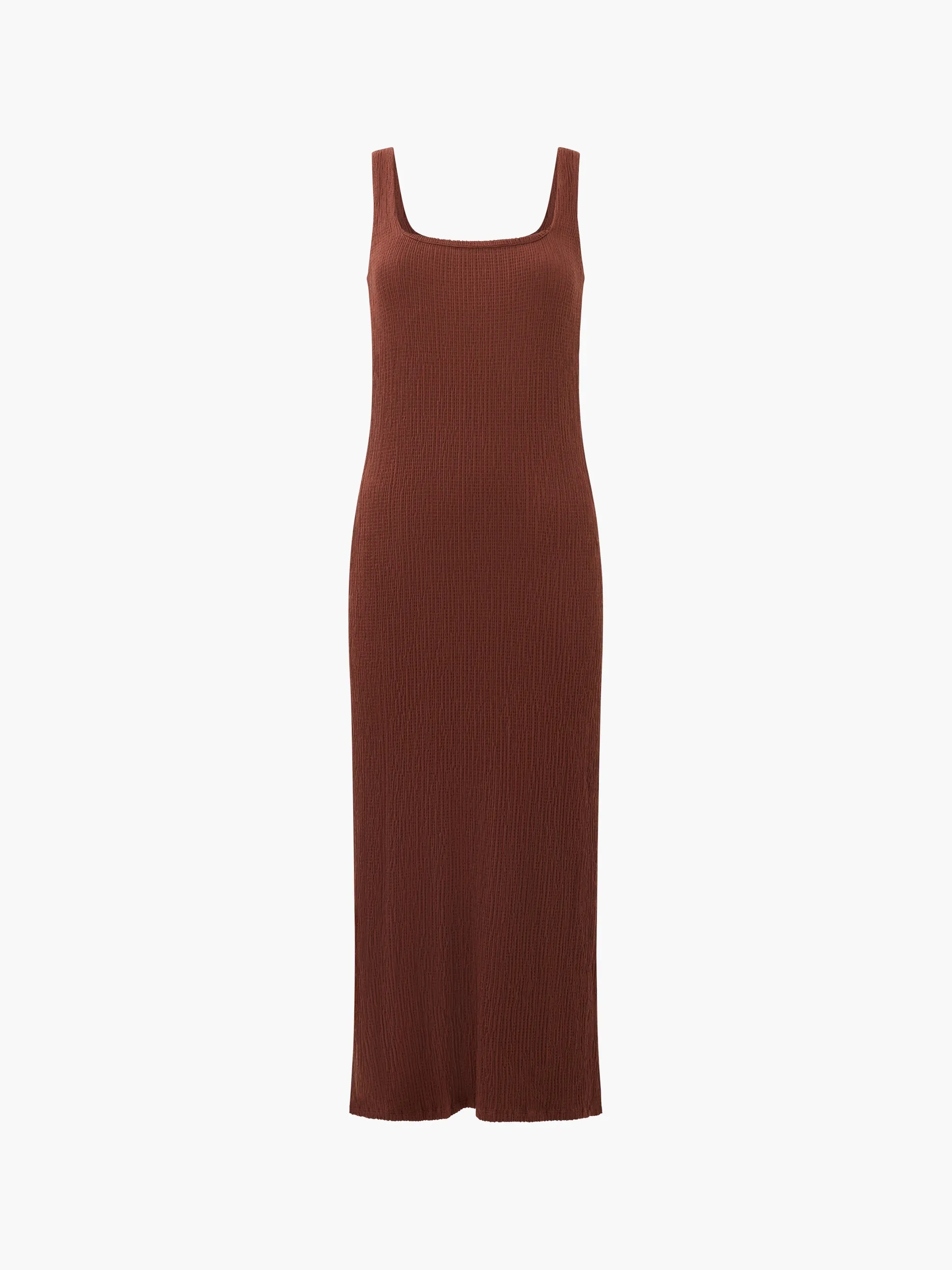 Textured Square Neck Midi Dress