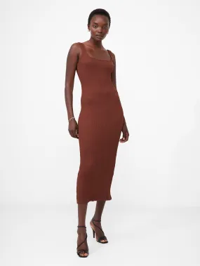 Textured Square Neck Midi Dress