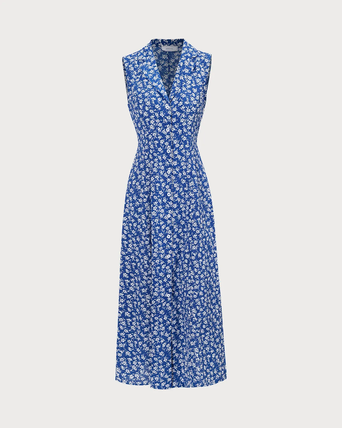 The Blue Collared Button-up Floral Maxi Dress