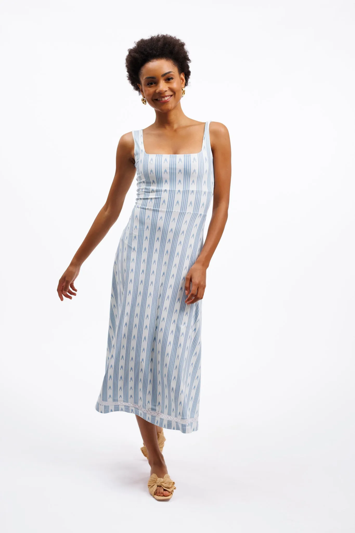 The Diana Dress - Ocean Ikat