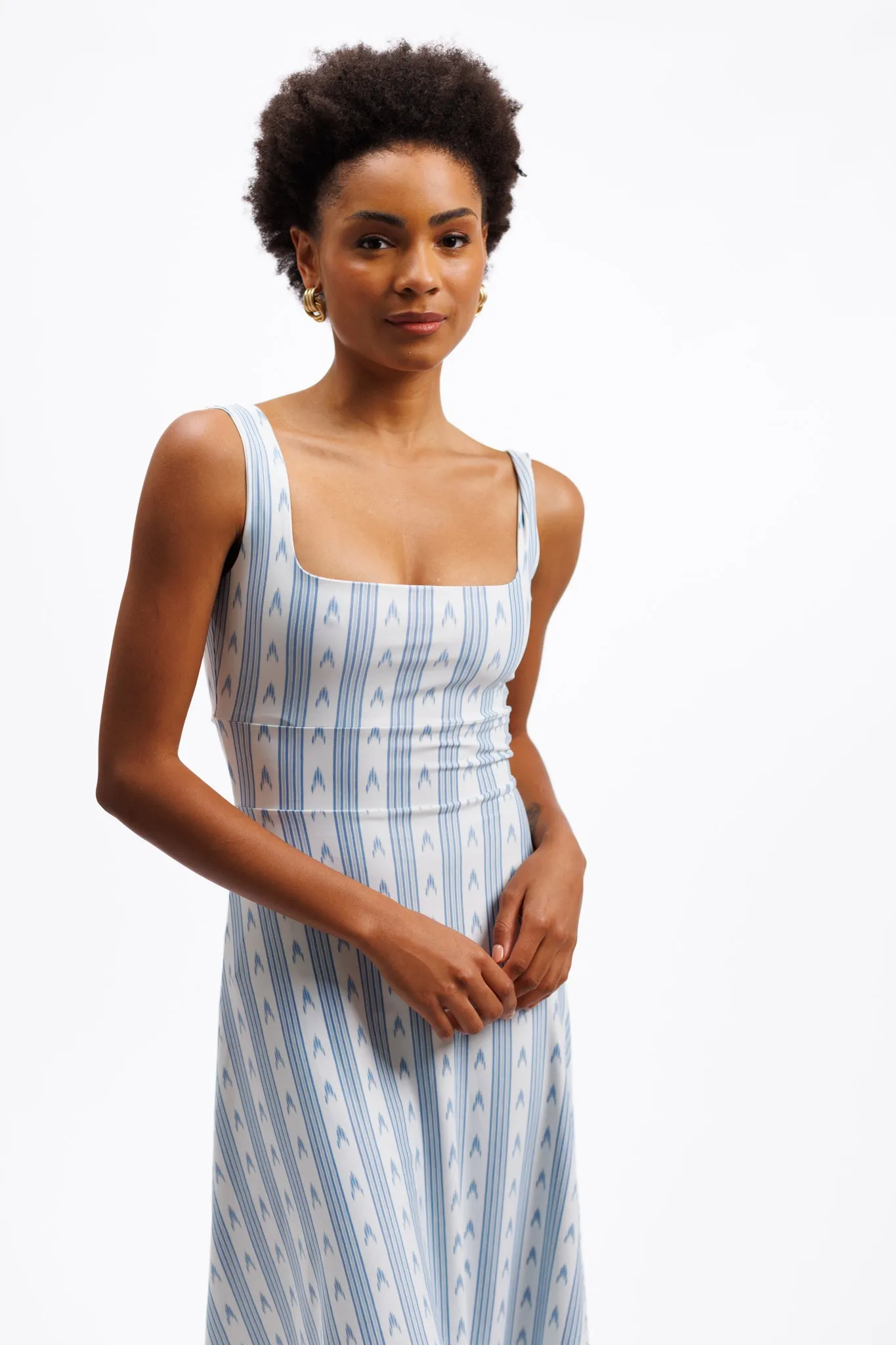 The Diana Dress - Ocean Ikat