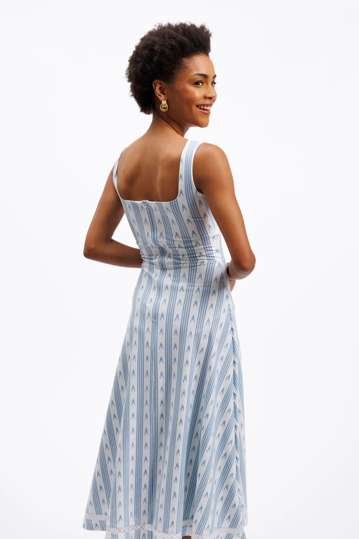 The Diana Dress - Ocean Ikat