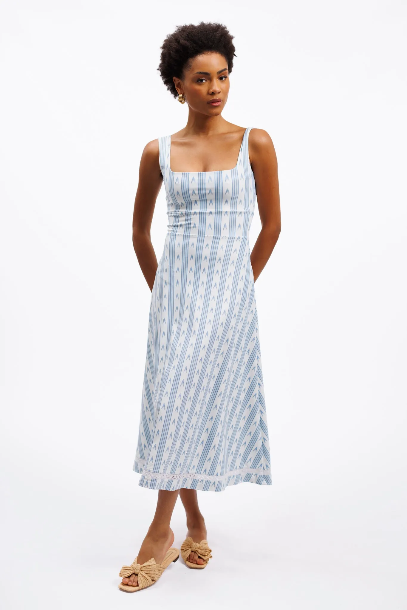 The Diana Dress - Ocean Ikat