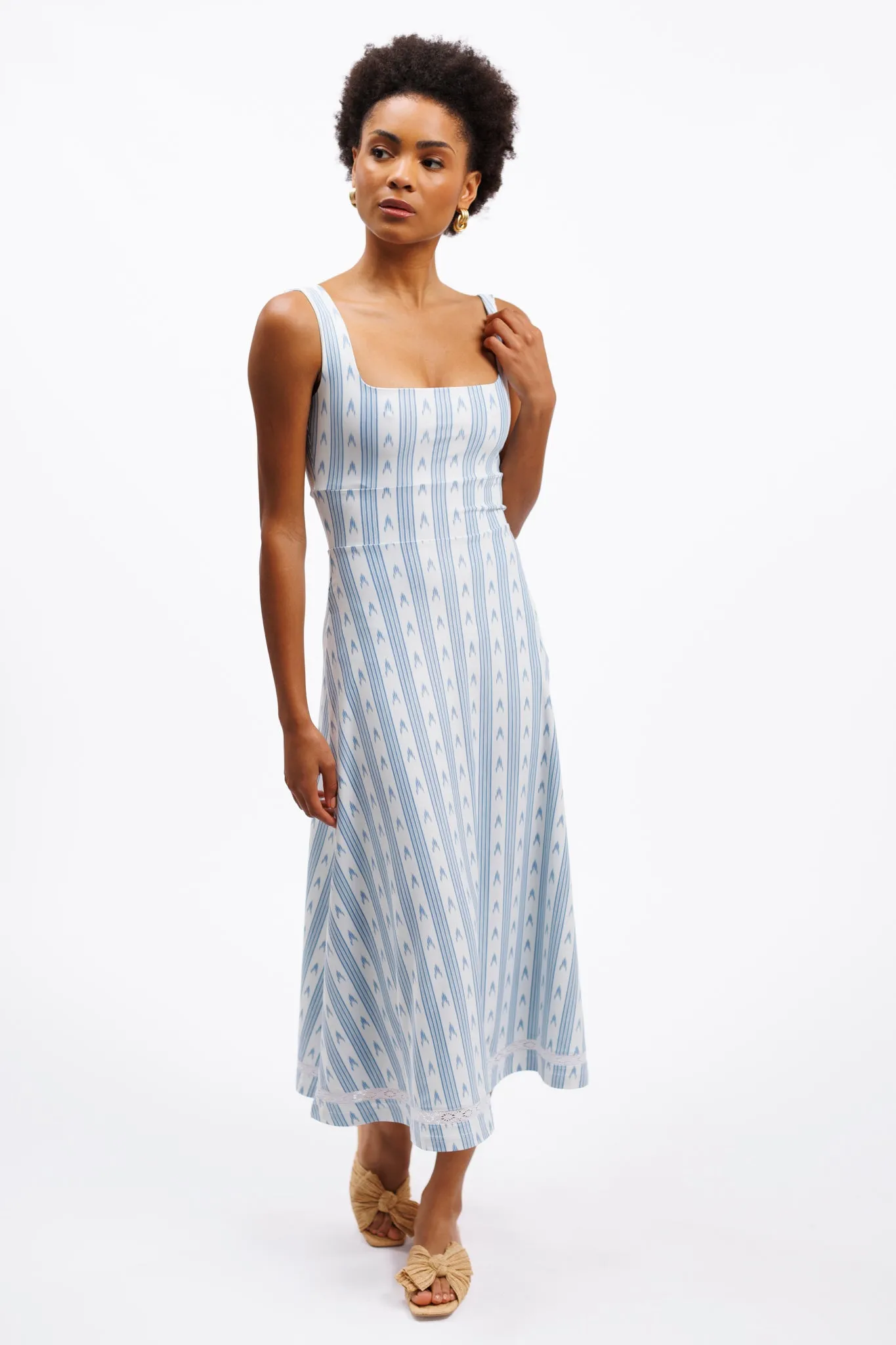 The Diana Dress - Ocean Ikat