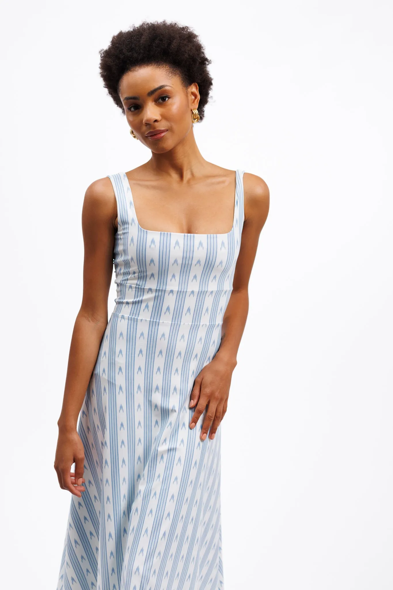 The Diana Dress - Ocean Ikat