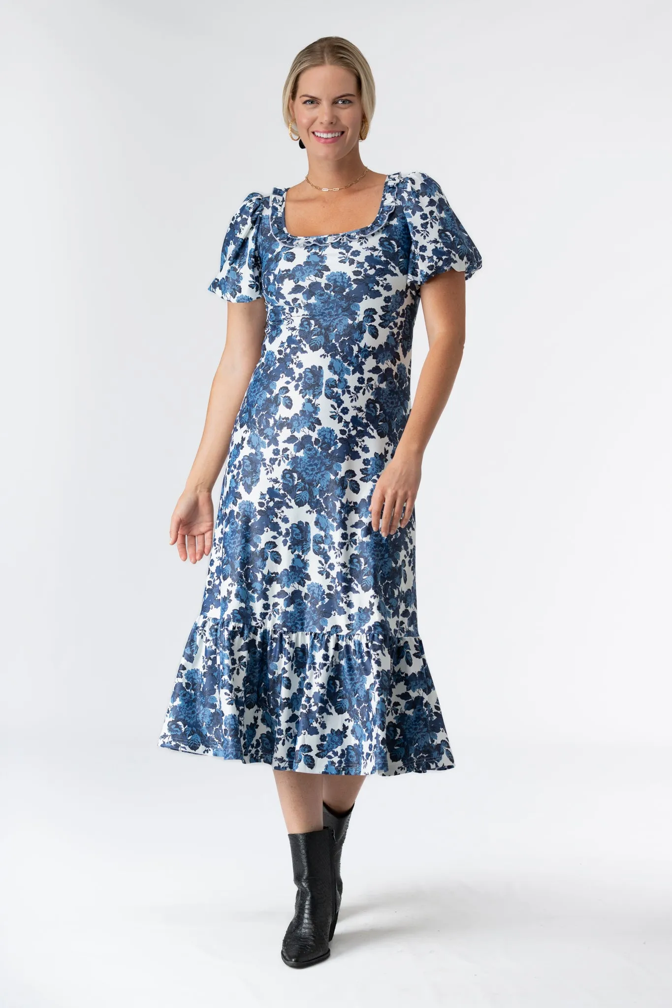 The Gretchen Dress - Hydrangea Midnight