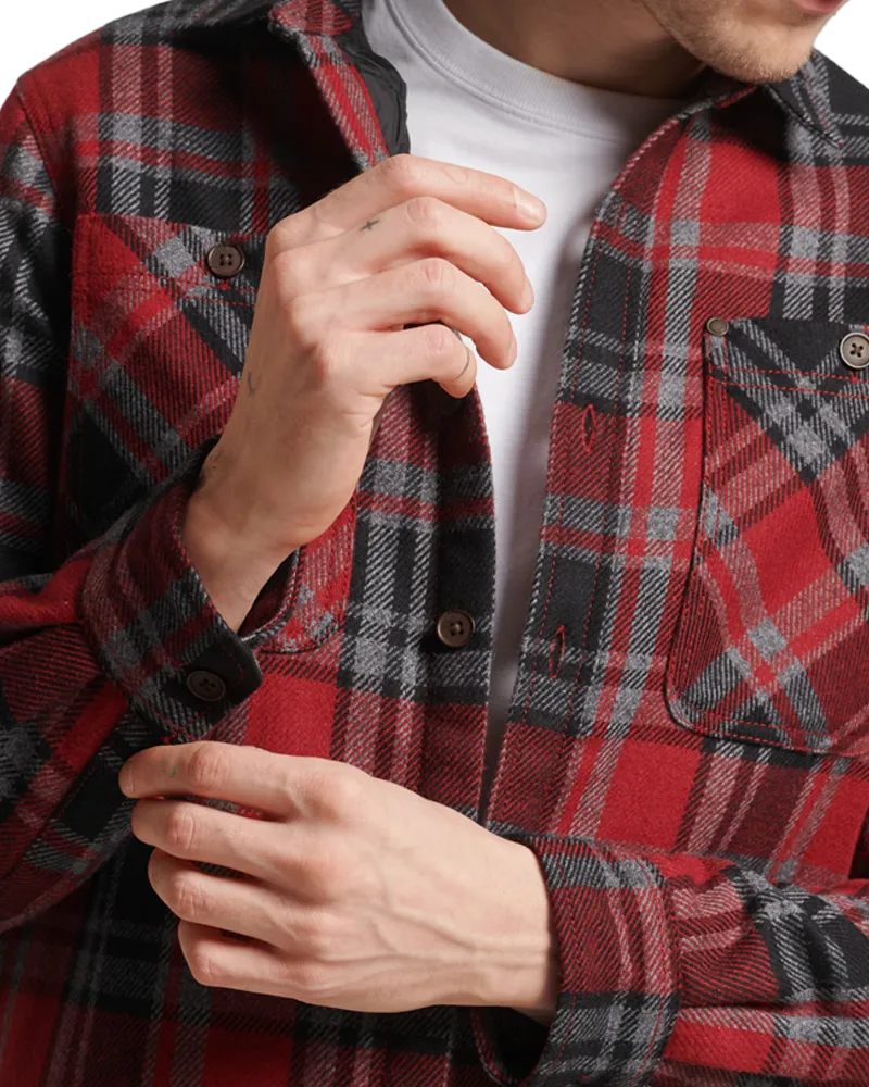 The Merchant Store Quilted Overshirt in Merchant Check Red