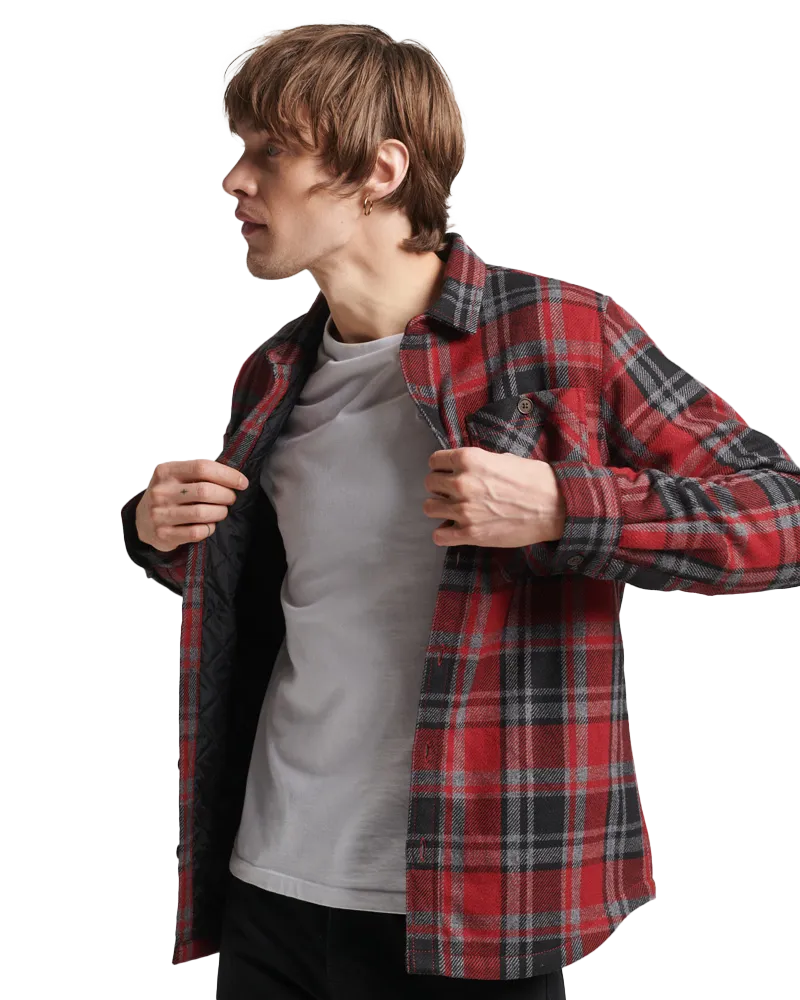 The Merchant Store Quilted Overshirt in Merchant Check Red