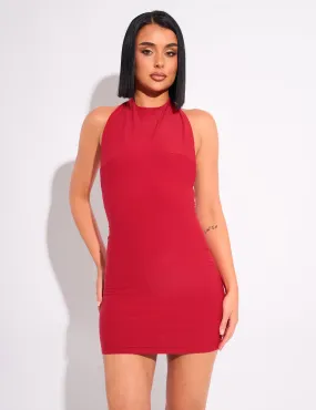 Tie Back Luxe Slinky Mini Dress Red