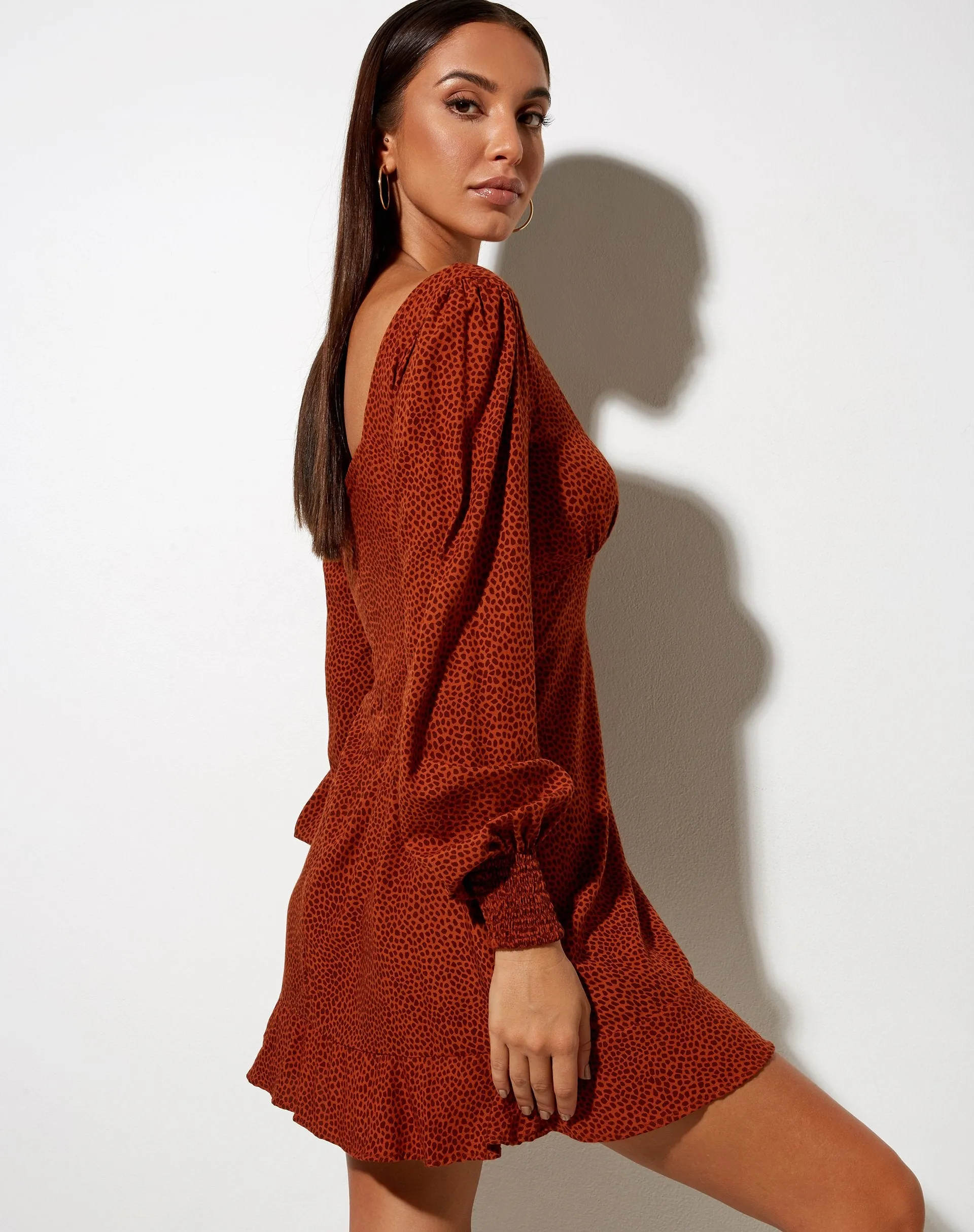 Tielo Mini Dress in Mini Croc Brown