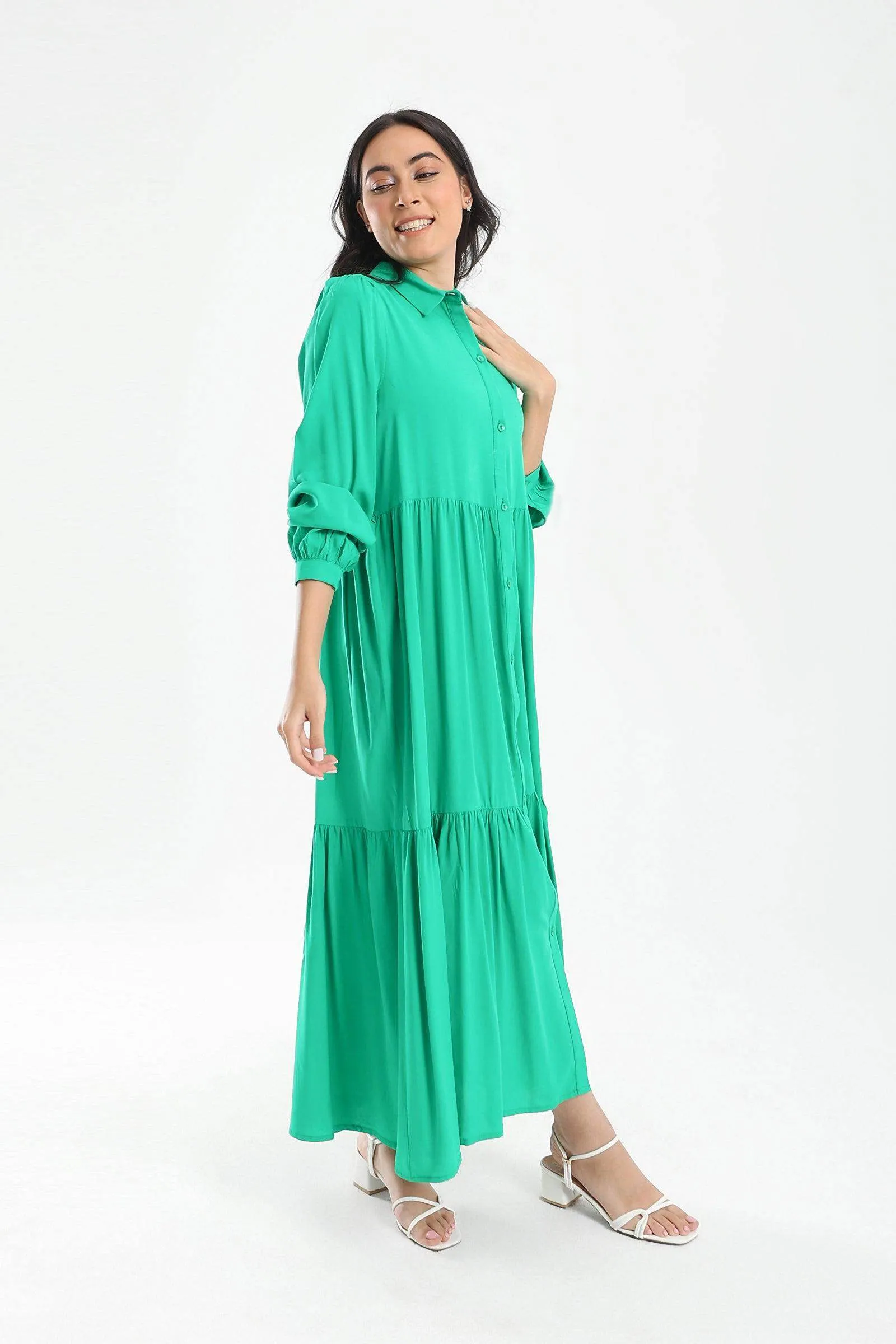 Tiered Maxi Shirt Dress