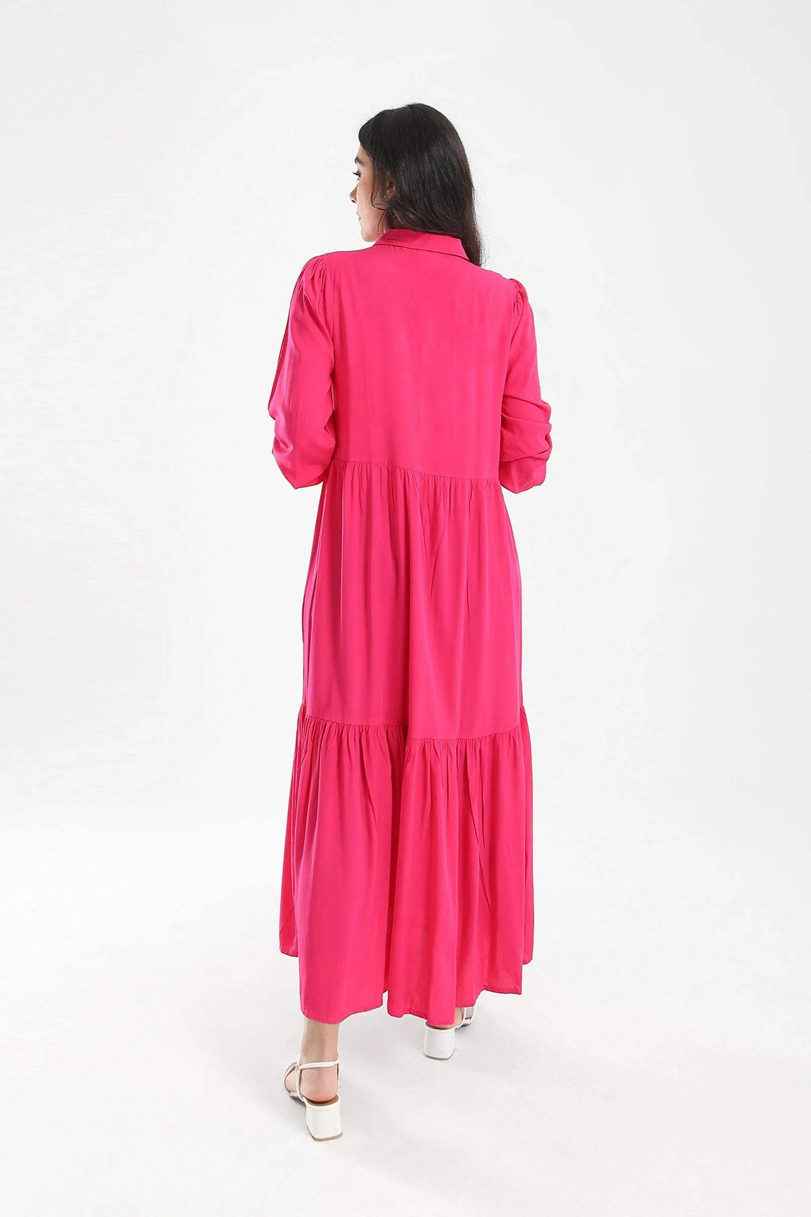 Tiered Maxi Shirt Dress