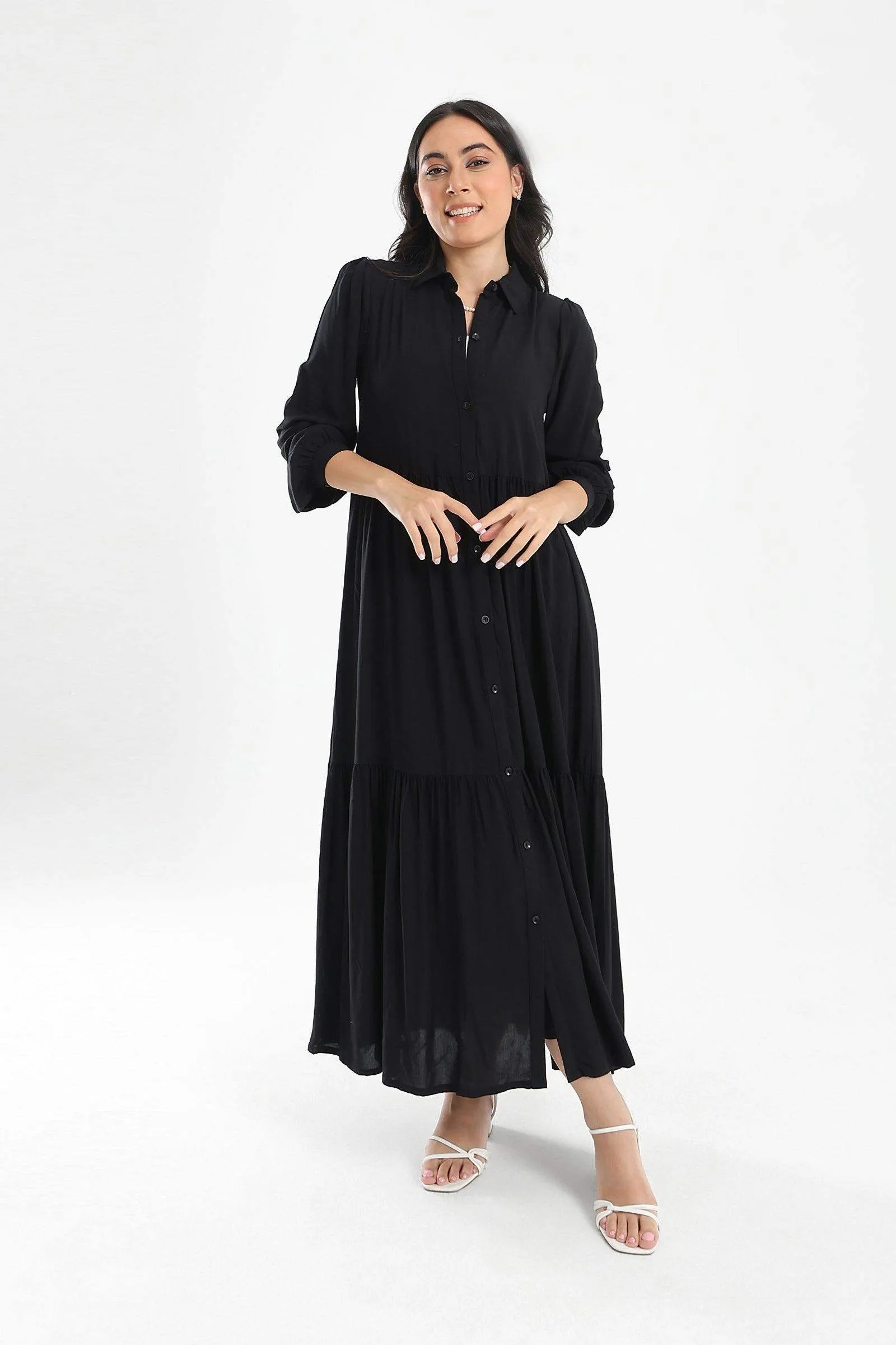 Tiered Maxi Shirt Dress