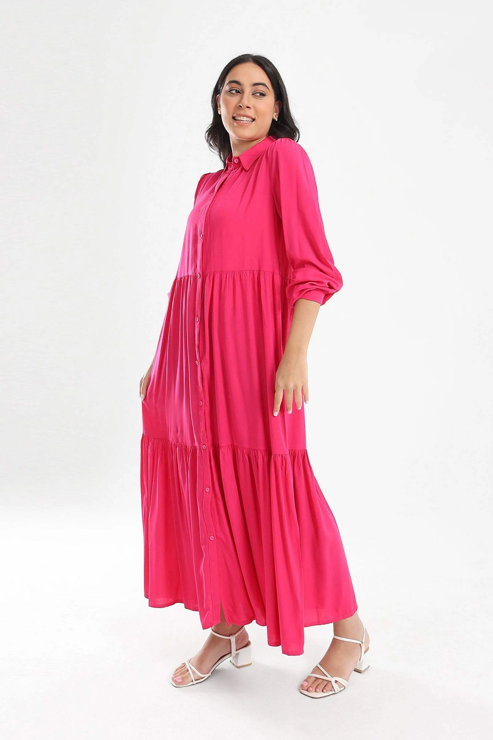 Tiered Maxi Shirt Dress