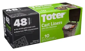 Toter GB048-R8000 Trash Cart Liner, 48 gal Capacity, Plastic, Black :PK10: QUANTITY: 8