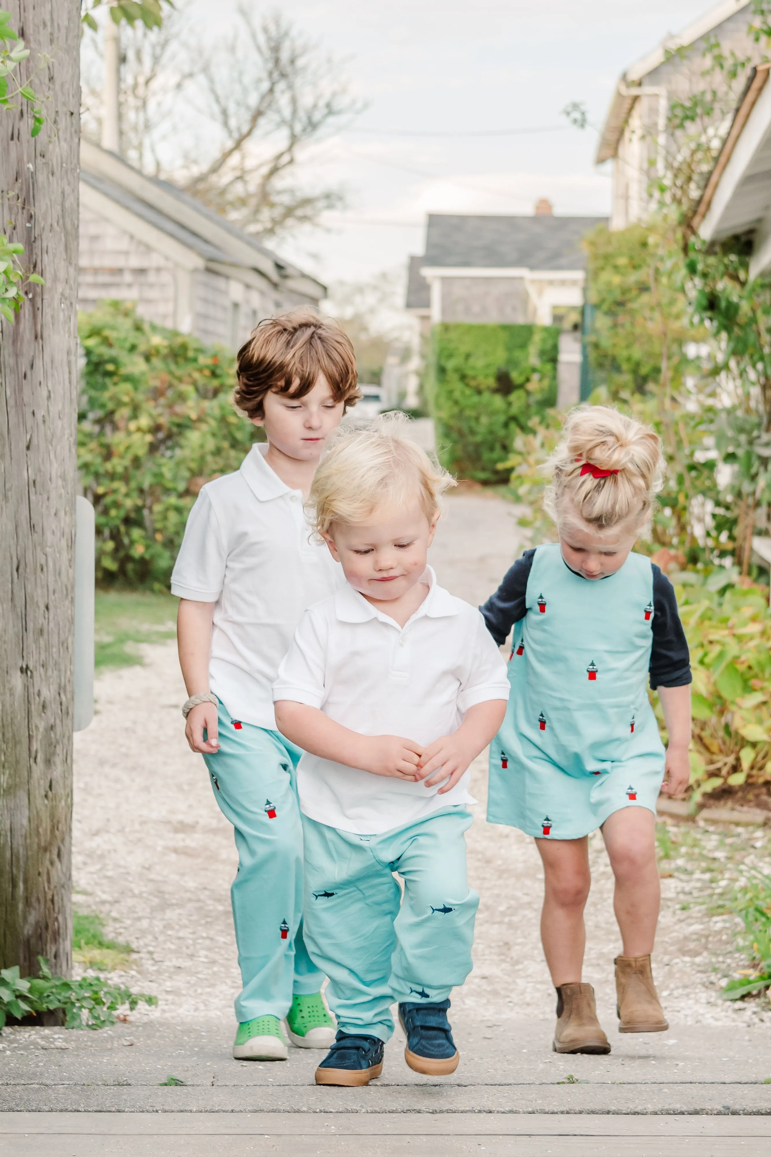 Turquoise Corduroy Pants with Embroidered Bug Light